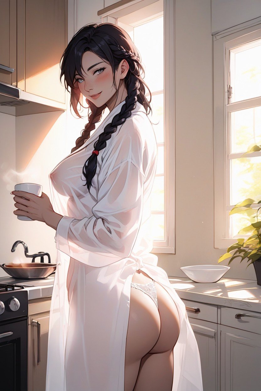 Amanecer, Standing, Woman With Dark Hair And BraidsPorno AI Furry