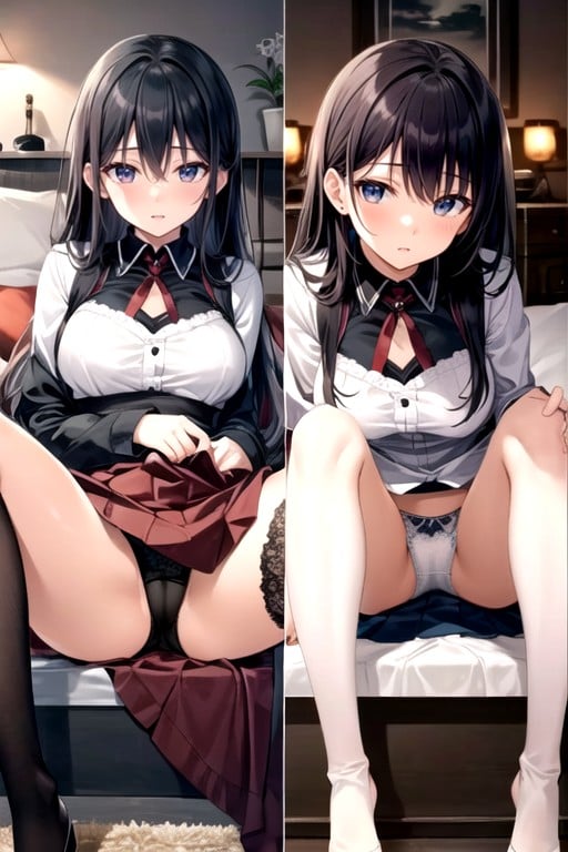 Thigh High Socks, Bed, Underpants Shemale AI Porn