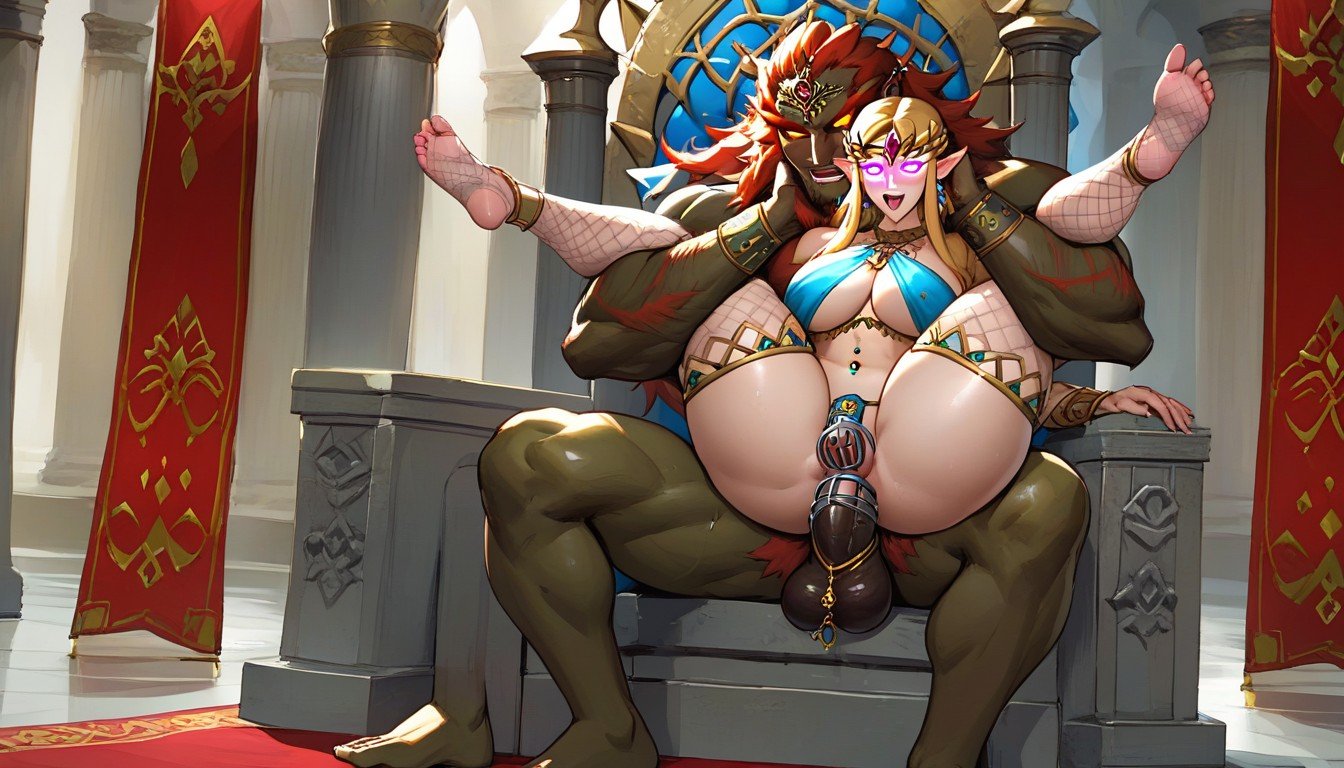 Two Ganondorf Zelda Fucking, Oral Sex, Link Wearing Female Gerudo OutfitヘンタイAIポルノ