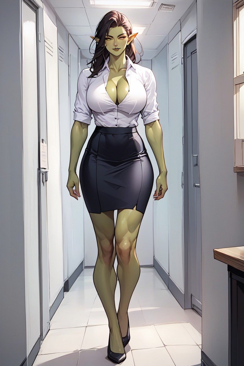 Large Breasts, Camisa De Oficina, GoblinPorno AI Hentai