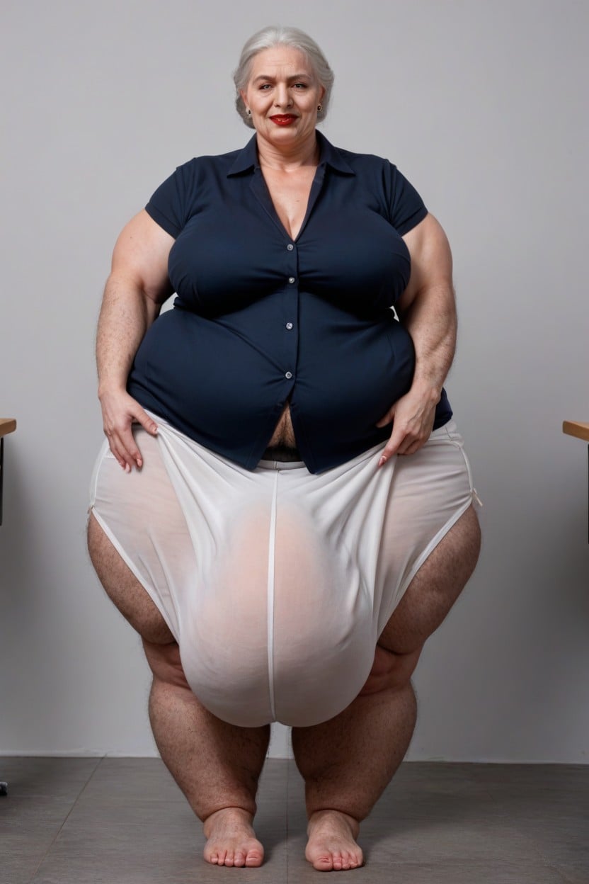 Gigantic Bulge Through Clothing, Hyper Pubic Hair, Big Belly Shemale AI Porn