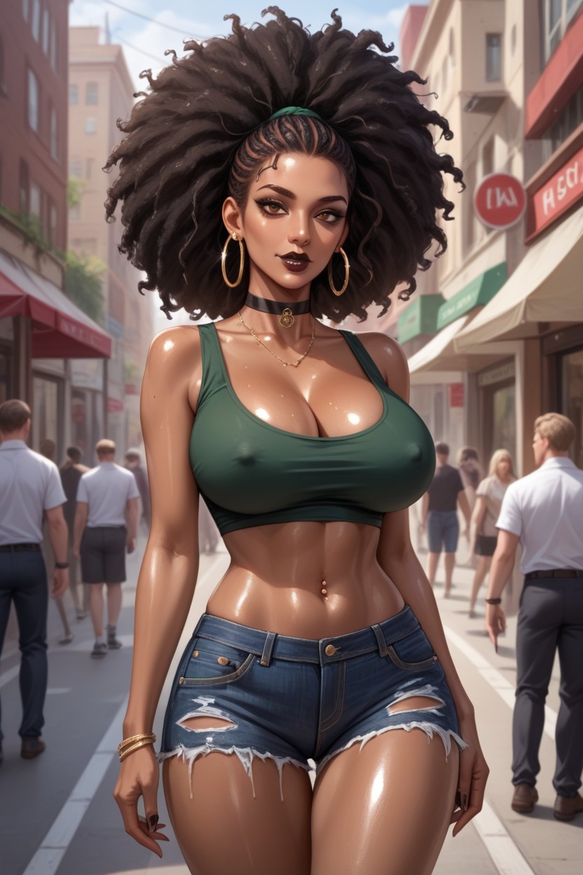 Dark Red Lipstick, Asscheek, And Green Horizontal Shirt Hentai AI Porn