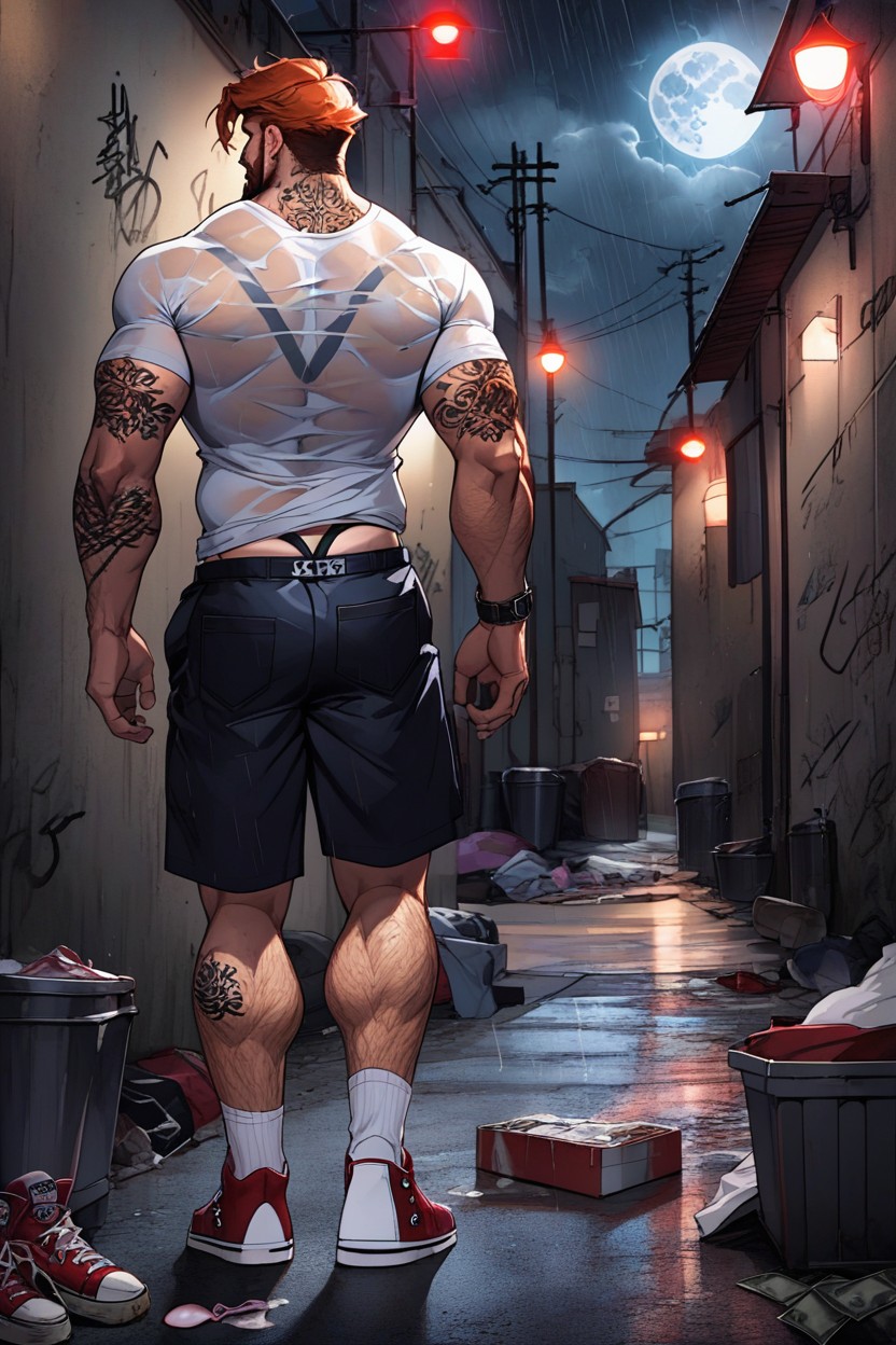 Hairy Arms, Trash Can, Midnight AI Gay Porn