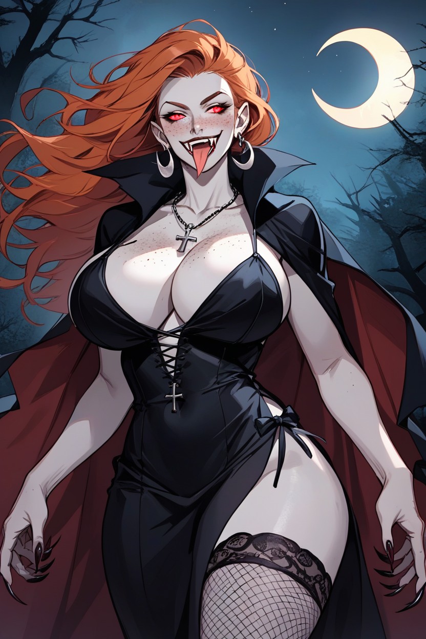 Freckles, Vampire, Massive BreastsAI黃漫