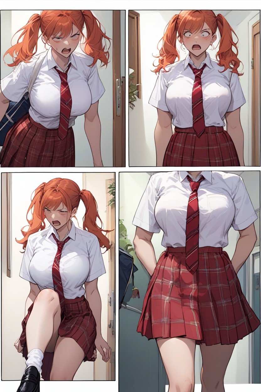 Full Comic Story, Red Plaid Skirt, Mouth Open In A ScreamAI兽人黄片