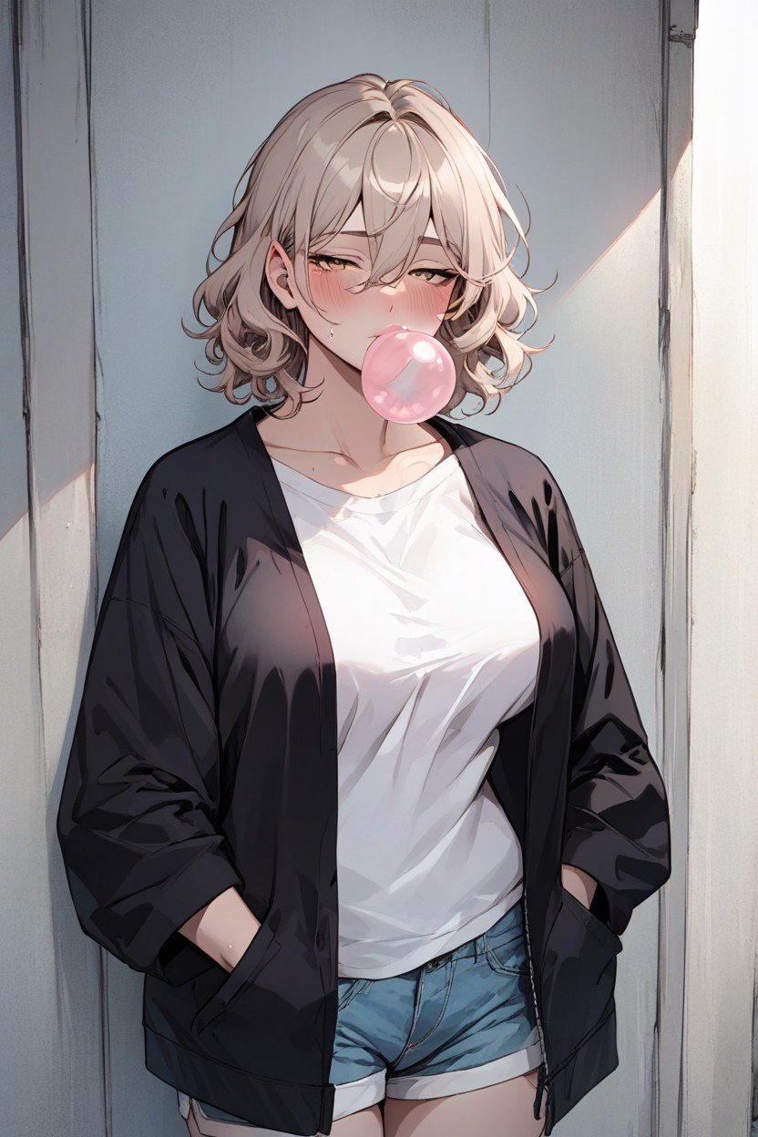 Oversized Jacket, Beige Eyes, BlushPorno AI Hentai