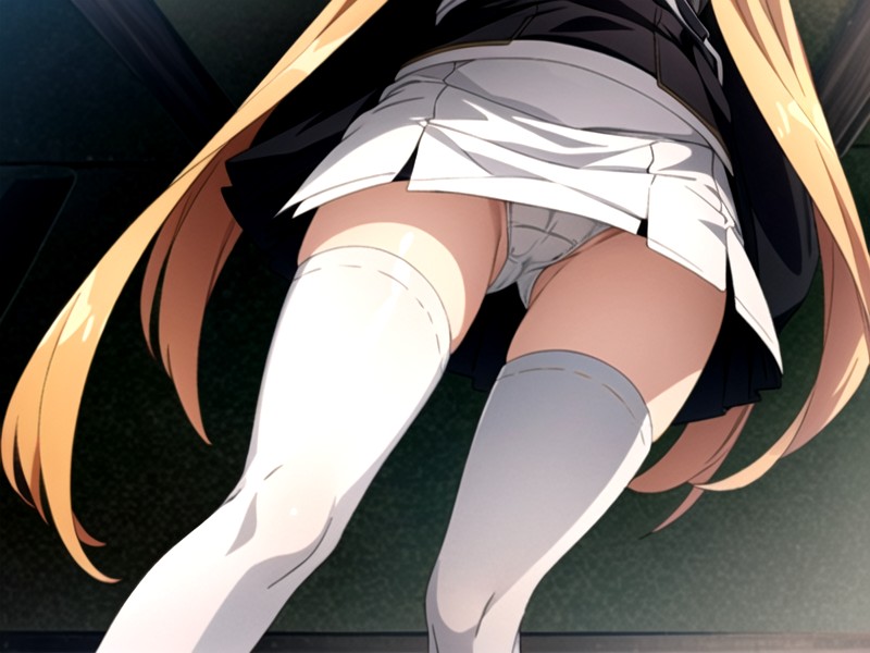 Upskirt, Thigh High Socks, Perfect Face AI Porn