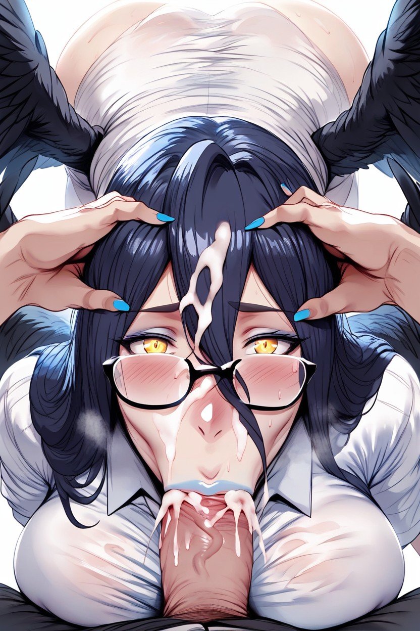 Glasses, Blue Lipstick, Breast Expansion Hentai IA pornografia