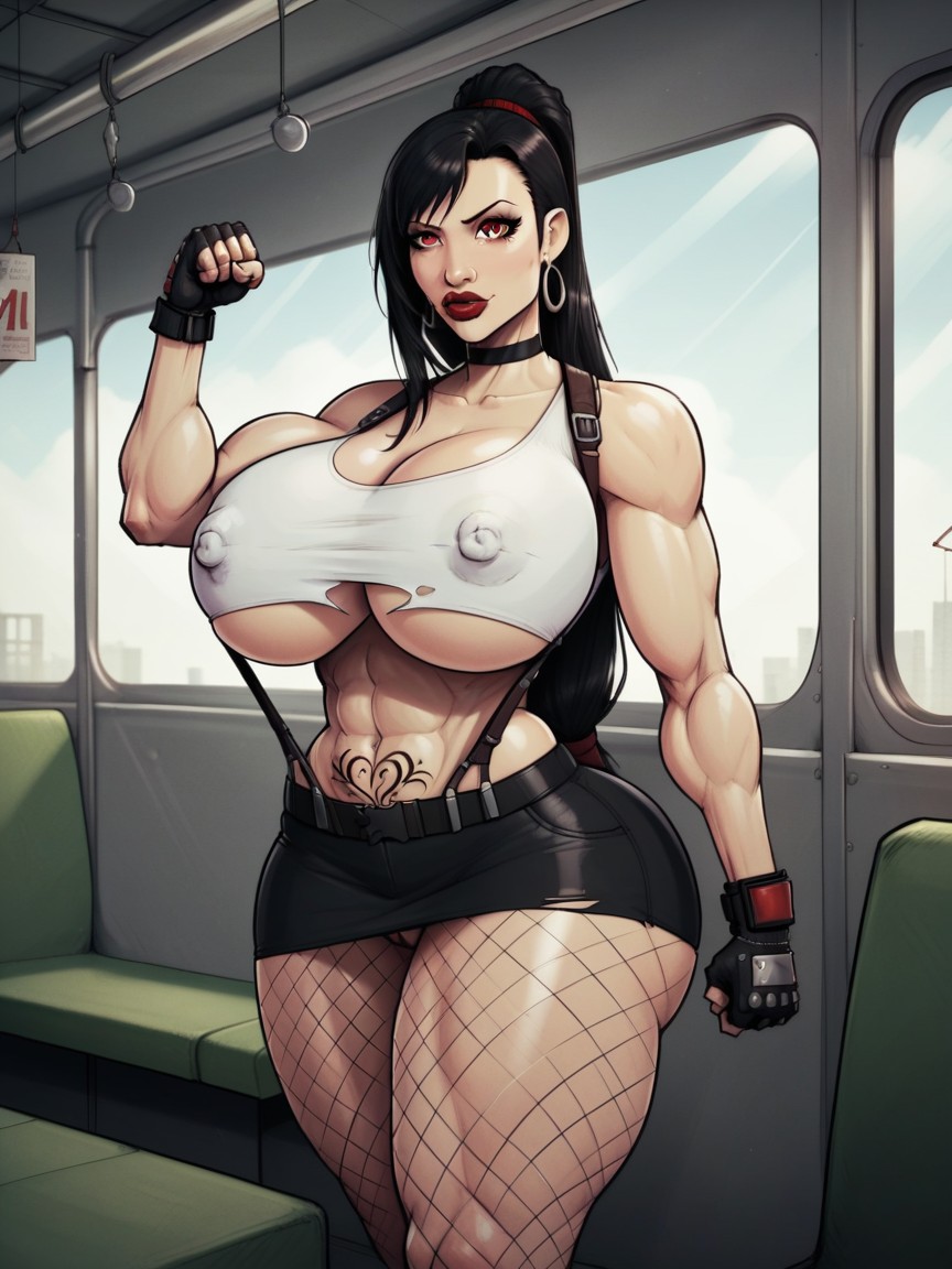 Black Hair, Underboob, Ponytail Hentai AI Porn