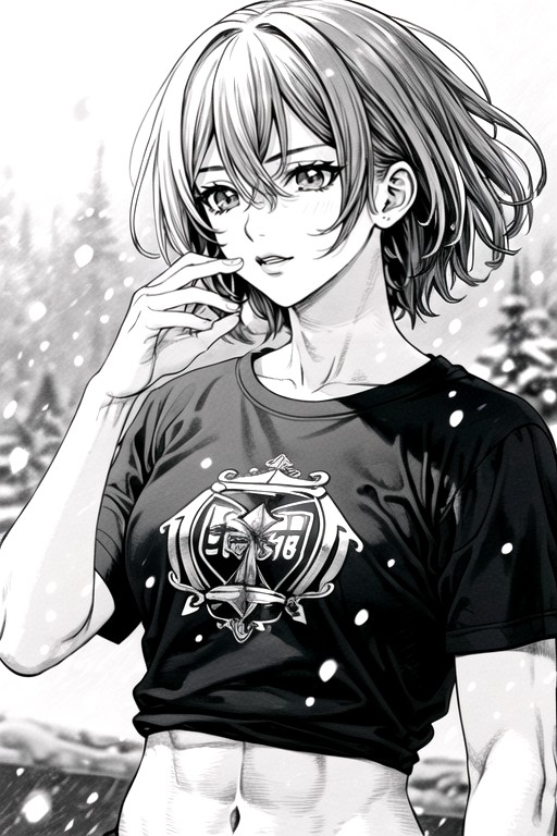 Camiseta Gráfica, Nevado, BokehPorno AI Hentai