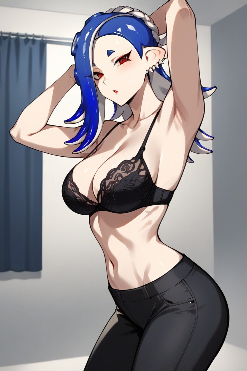 Blue Hair, Nintendo, Seductive Look人妖AI色情