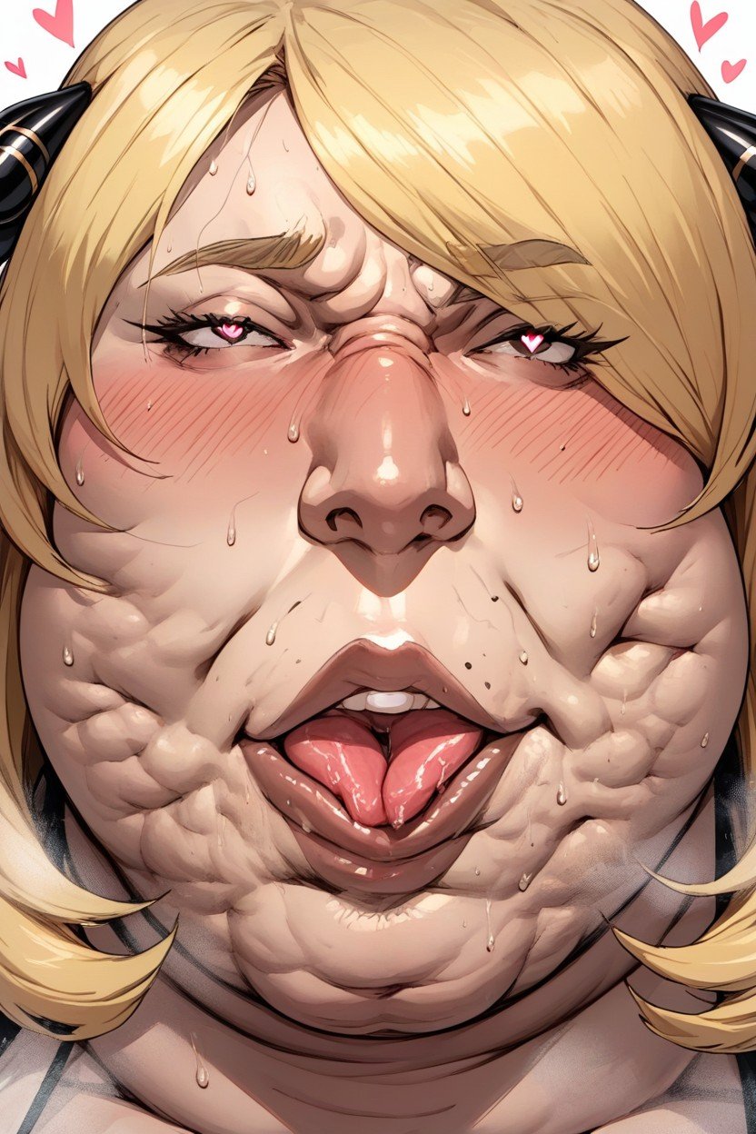 Fat Blob, Blonde Hair, Extremely Fat Face Furry AI Porn