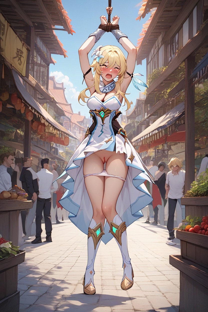 Public Market Place, Panties Pulled Down To Knees, 전신헨타이 AI 포르노