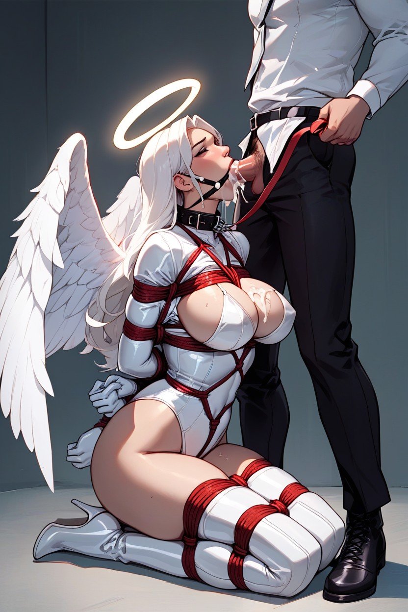 무릎꿇기, Cum In Mouth, White Latex Bikini퍼리 AI 포르노