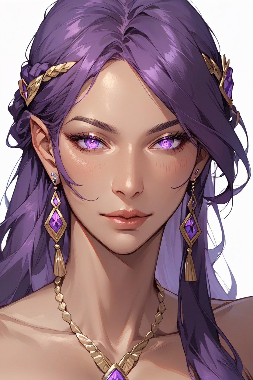 Maya From Dq, Long Straight Purple Hair, Brown SkinヘンタイAIポルノ