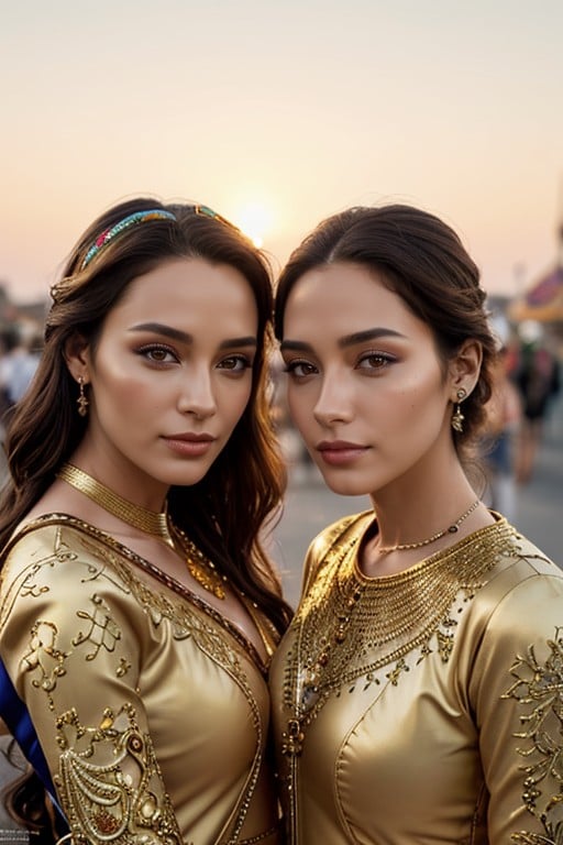 Costume De Carnaval, Coucher De Soleil, Vue De FacePorno IA Asiatique