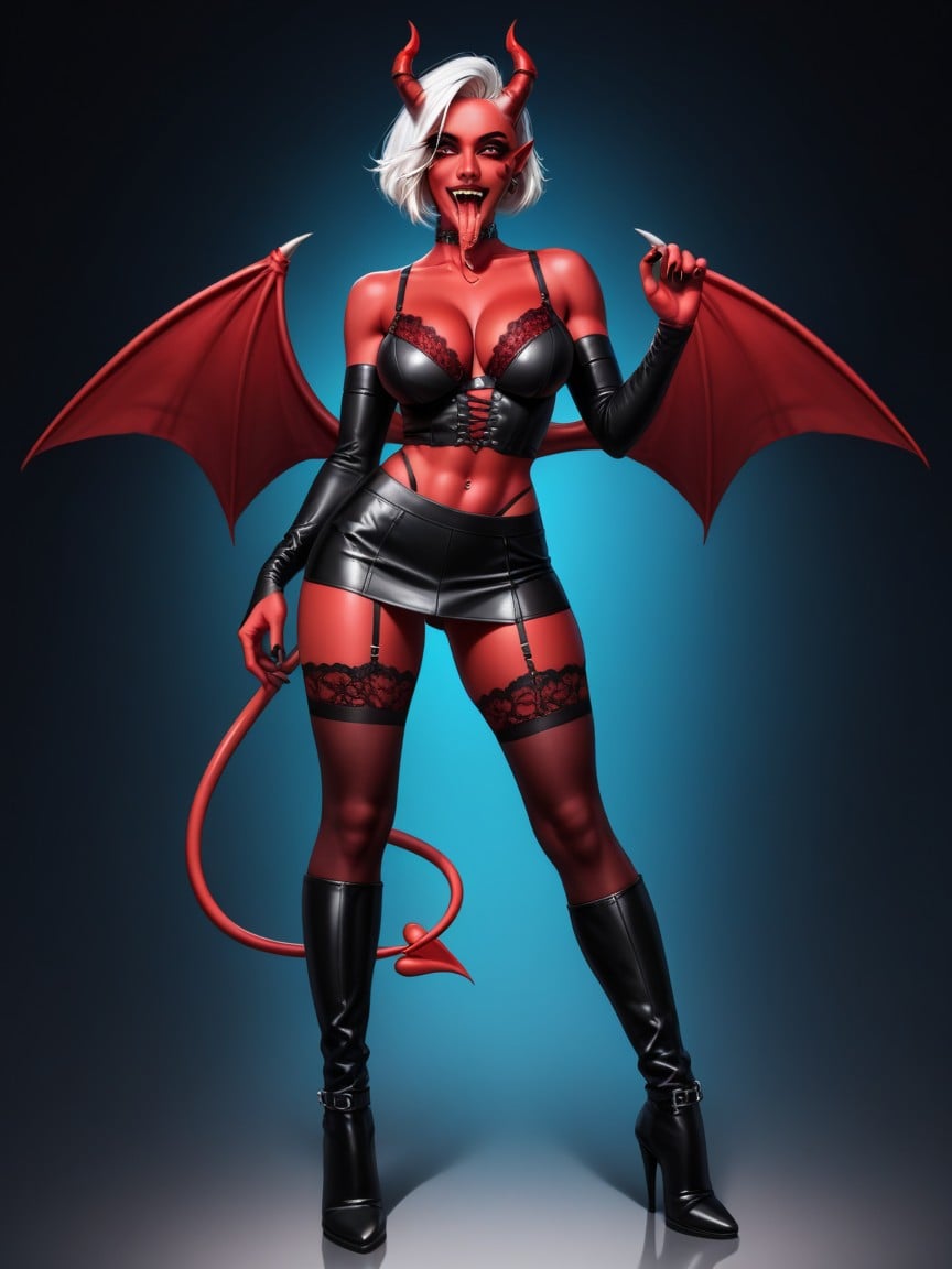 Demonic Claws Only On Hands, Only Lingerie, Hair Shemale AI Porn