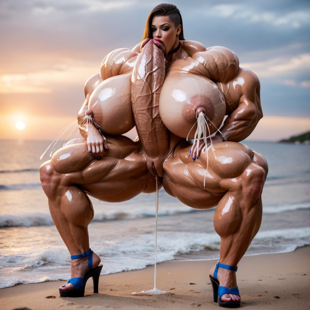 Extremely Tall Hyper Massive Cock, Super Long Hyper Massive Cock Shaft, Oiled Skin AI Porn