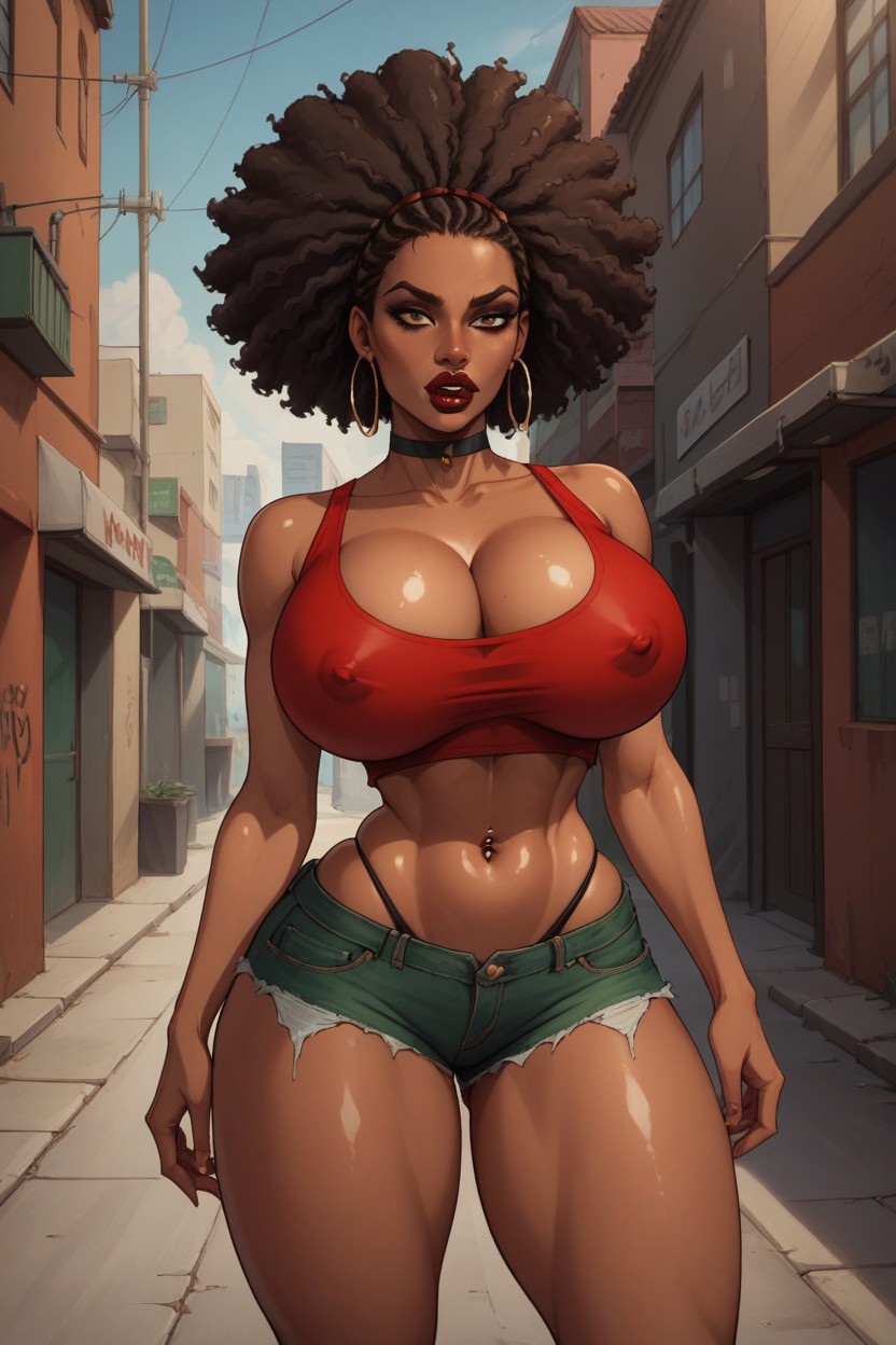 Closeup, Nipple Bulge, Bellybutton Piercing Hentai AI Porn
