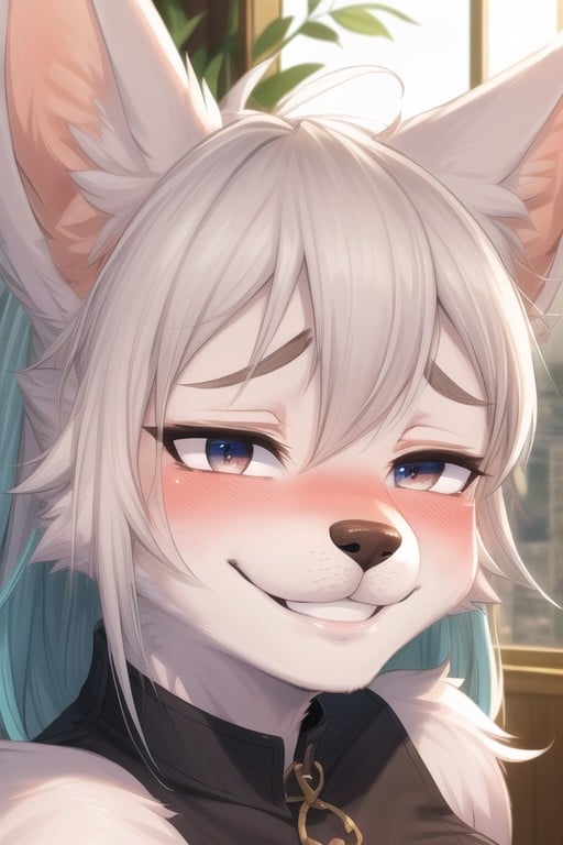 Small Breast, Mischievous (smiling While Blushing), Dog Furry AI Porn