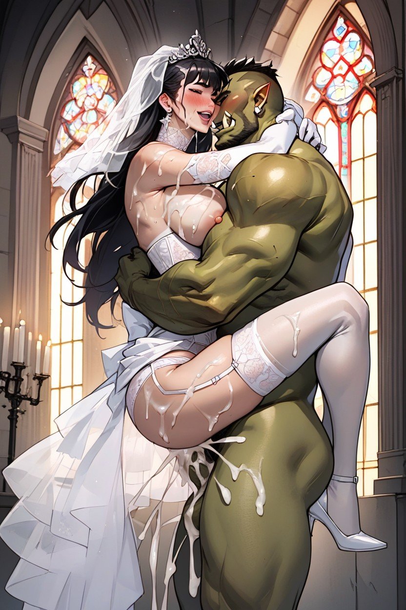 Orc Standing, Japanese Woman, From Side Hentai IA pornografia