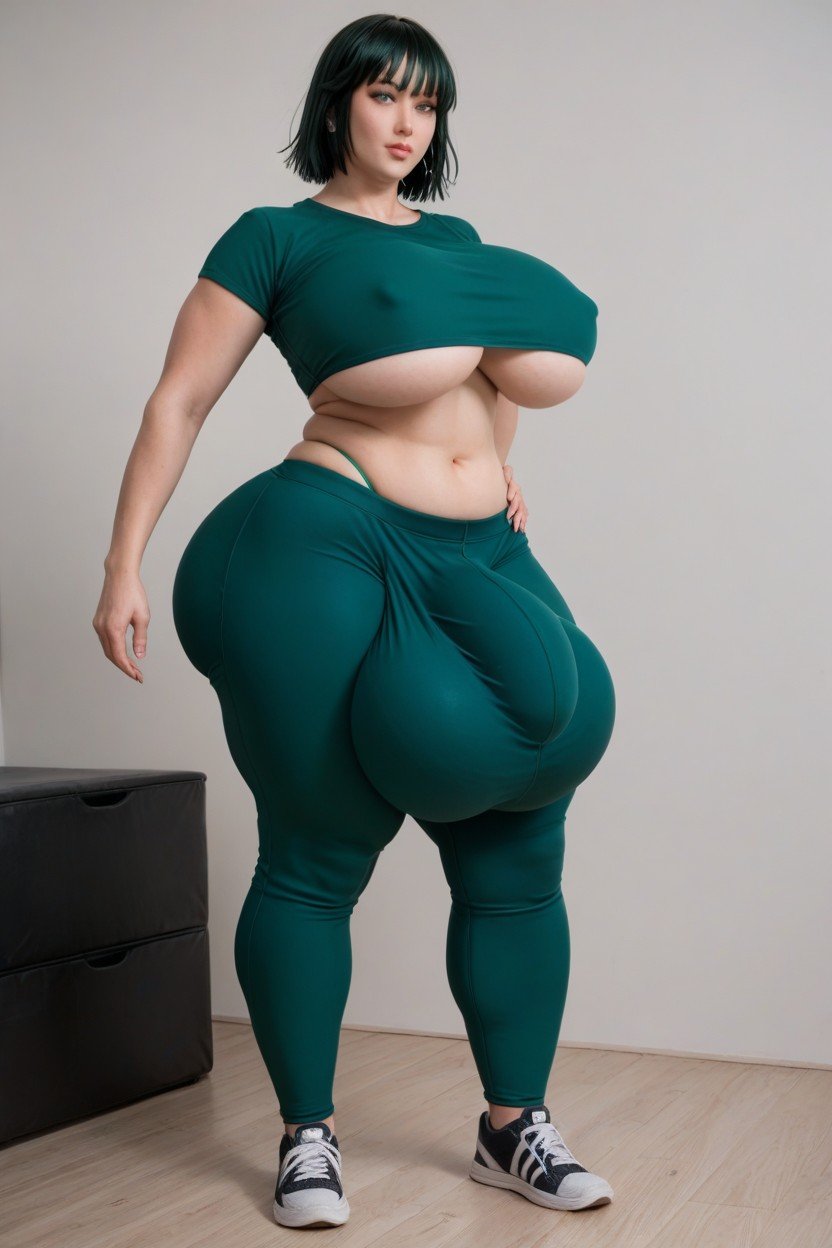 Green Tight Yoga Pants, Gigantic, Massive Cock Shemale AI Porn