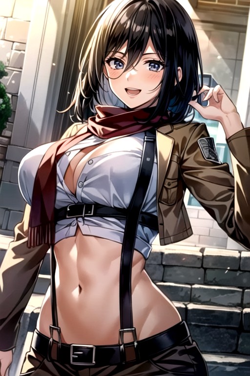 Six Pack, Muscular, Mikasa Ackerman (attack On Titan) Shemale AI Porn