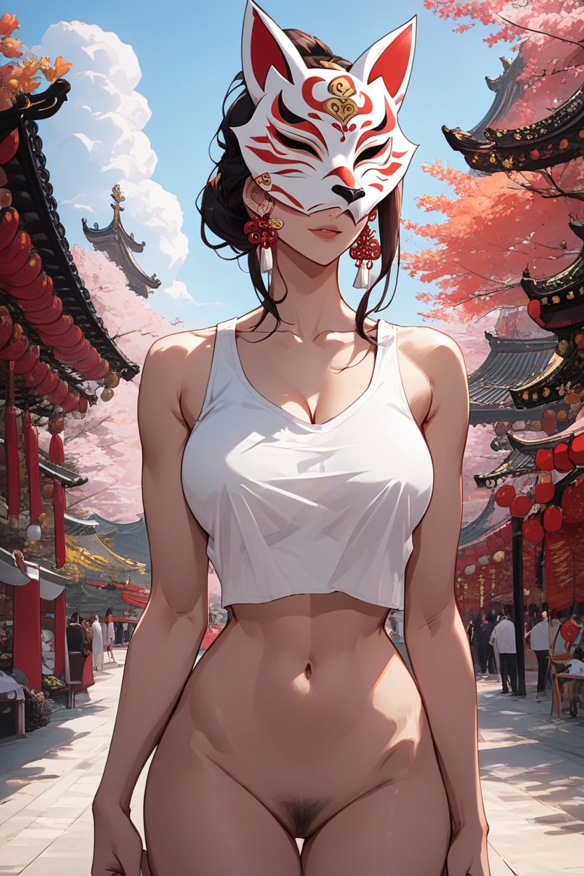 Fox Mask Over Face, 18, Japanese Woman Hentai IA pornografia