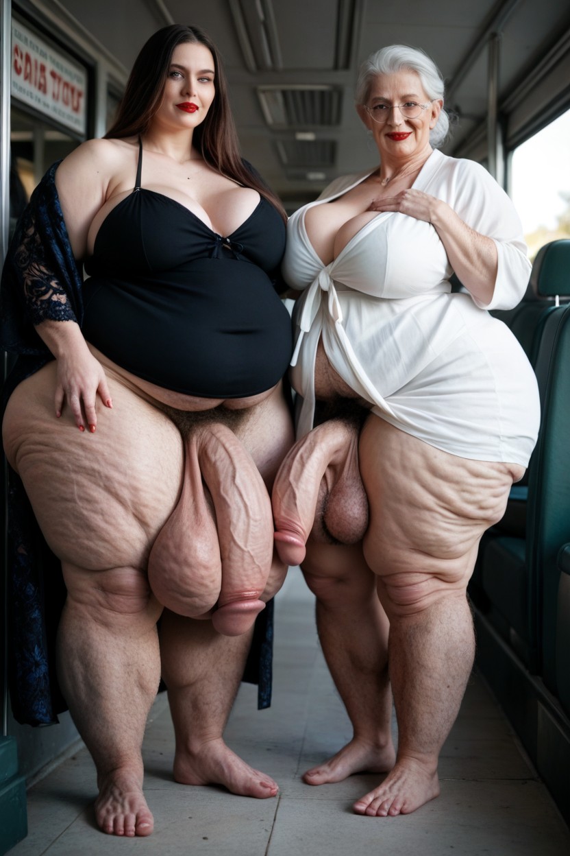 Hyper Pubic Hair, Extreme Cellulite Weight Gain, Front View Shemale AI Porn