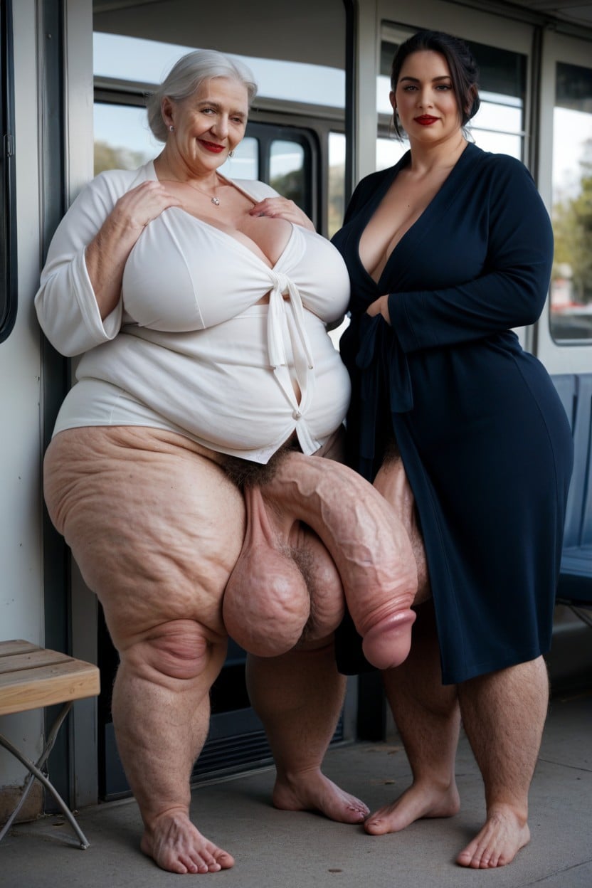 Full Body, Pale Skin, Grinning Shemale AI Porn