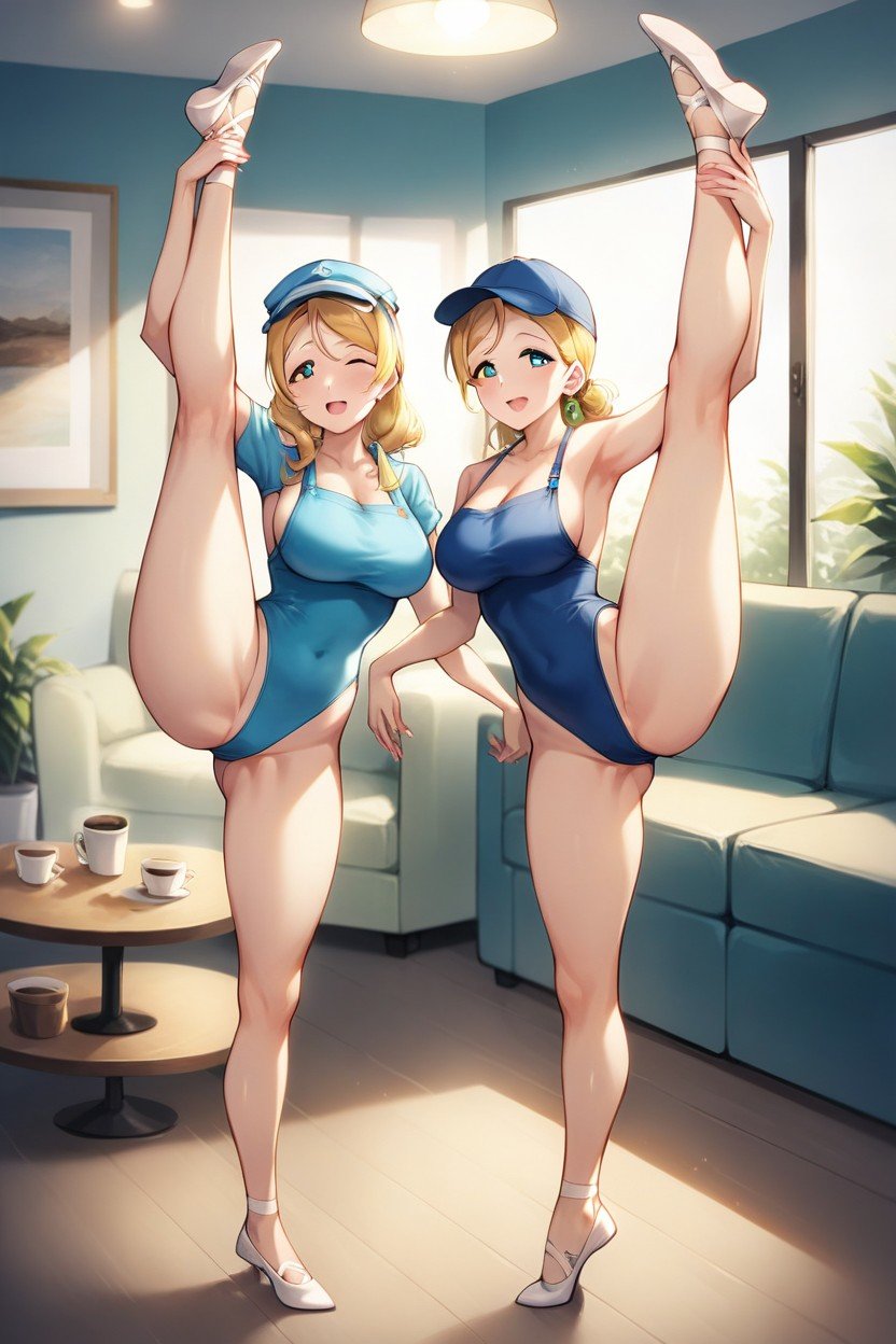 Tocándose La Cara, 2 Personas, Standing SplitPorno AI Hentai