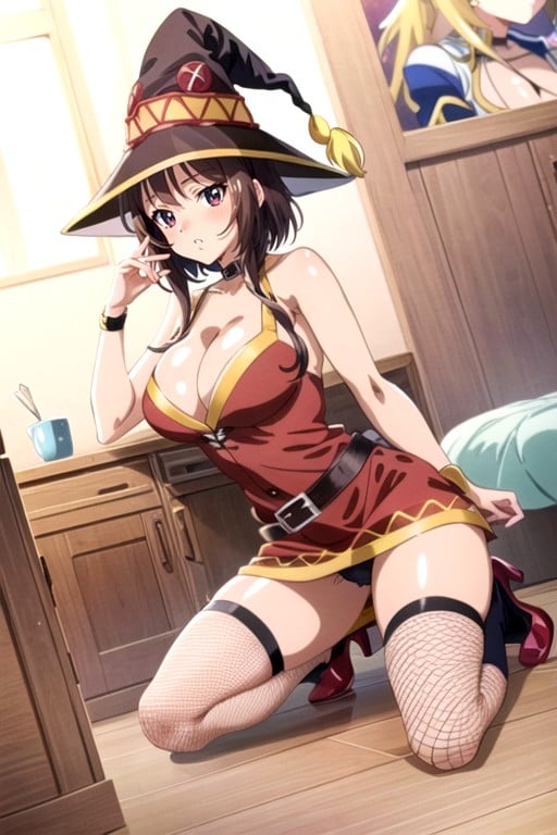 Bottom Up (upskirt), Aqua From Konosuba, Megumin (isekai Quartet) AI Gay Porn