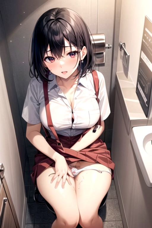 Black Hair, Sit On Toilet, Ass人妖AI色情