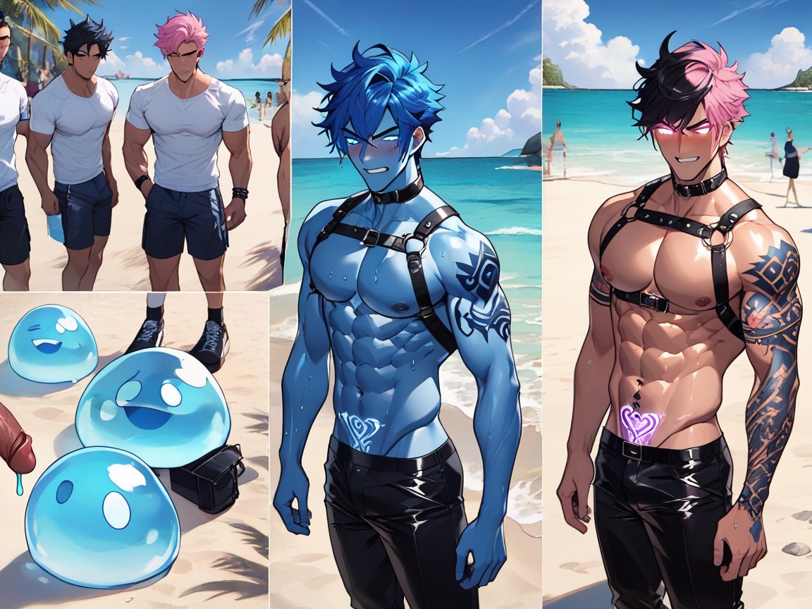 Horny, Beach, Wide Angle View AI Gay Porn