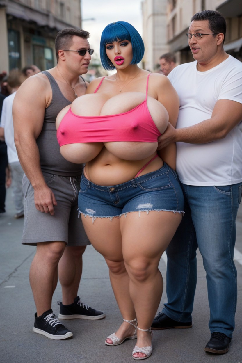 Booty Shorts, Bimbo, Extremely Voluptuous AI Porn