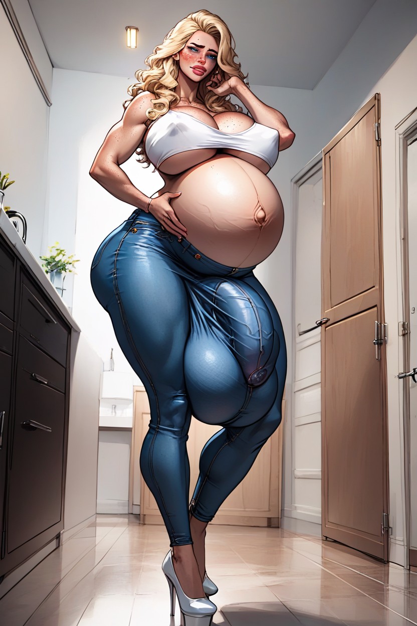 Liking Pre Cum, Gigantic, Long Length Shemale AI Porn
