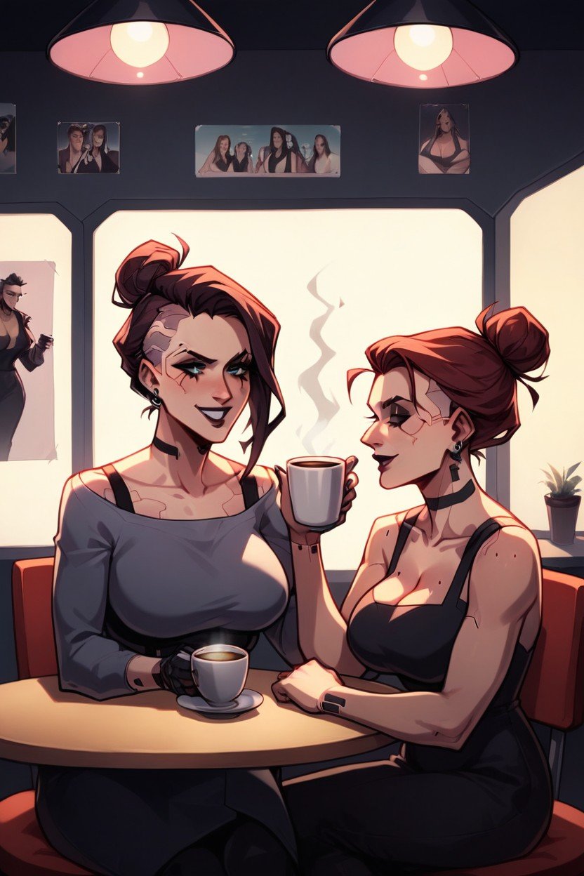 Café, Chignon, GrosPorno IA Hentai