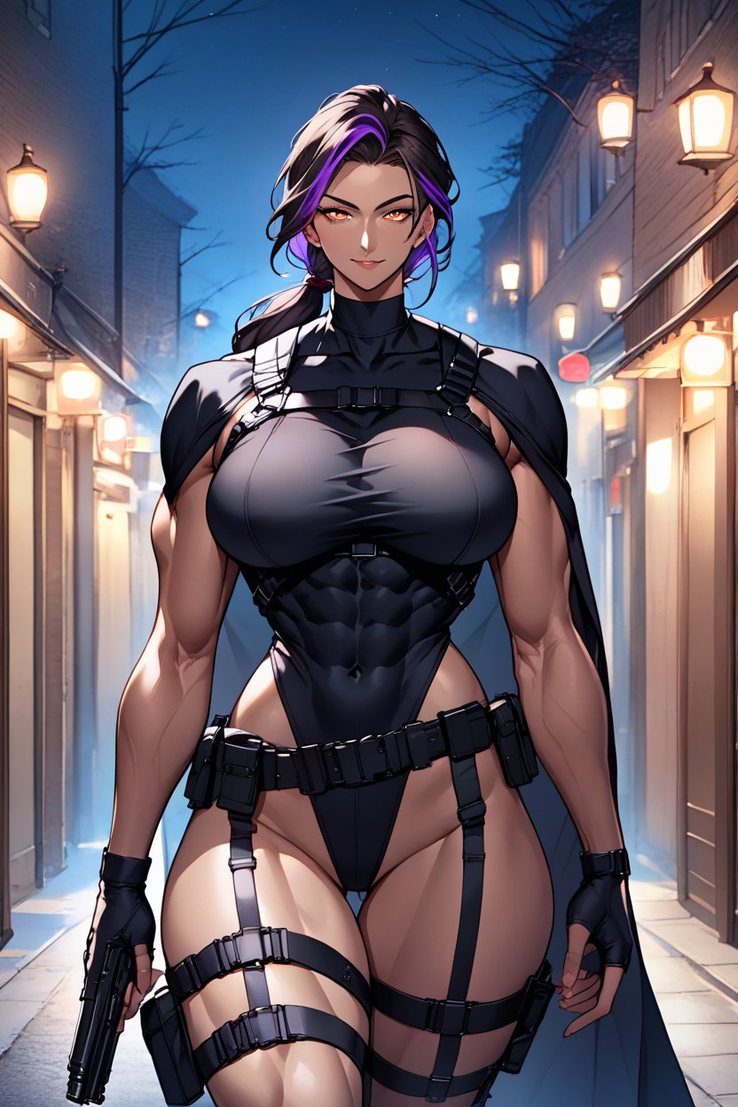 Gun Belt, Body Harness, Black Highlights Hentai AI Porn