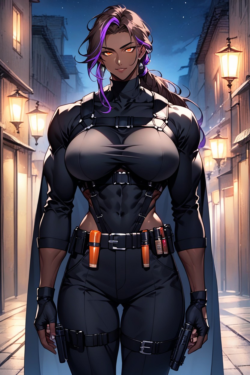 Black Tactical Belt, 30+, Thick Long Black Pants Hentai AI Porn