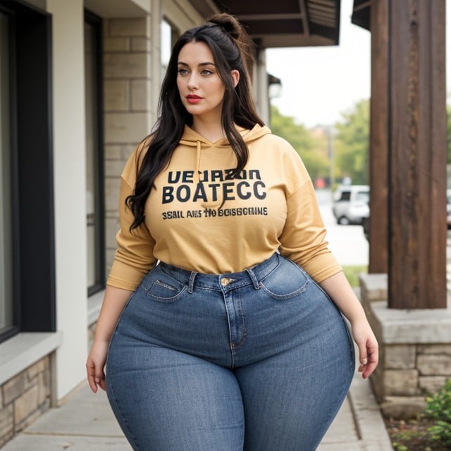 Hyper Massive Thick Lower Heavy Body, Big And Long Brown-black Hair, IndoorsPorno AI Asiático