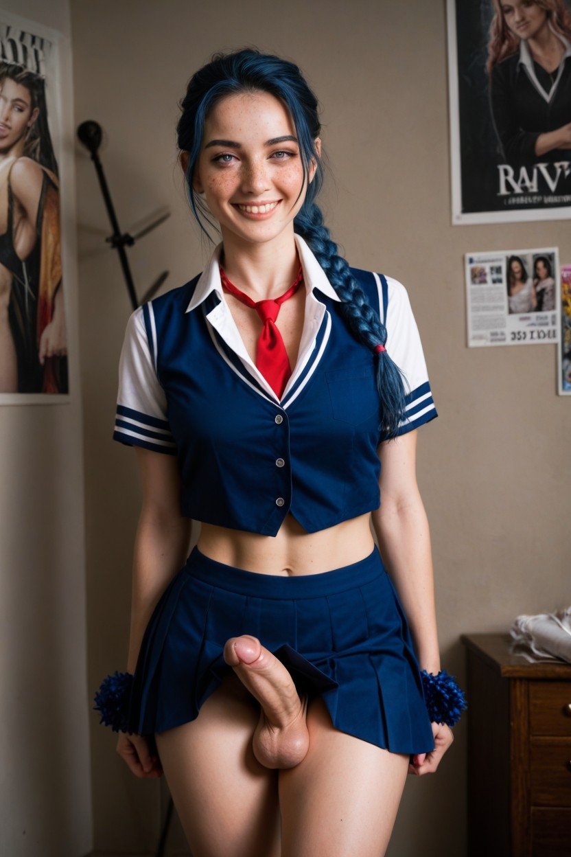 Rolling Eyes, Horny, Cheerleader Shemale AI Porn