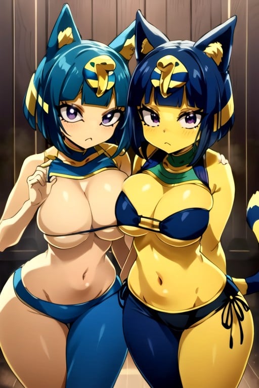 Ankha (animal Crossing), Top Sem Alças, Harém Hentai IA pornografia