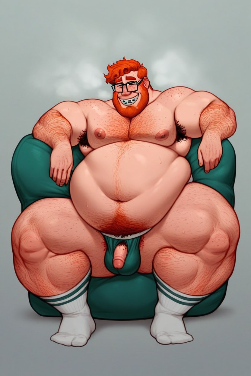 Extreme Massive Thick Fat Thighs, Stubble, Ginger AI Gay Porn