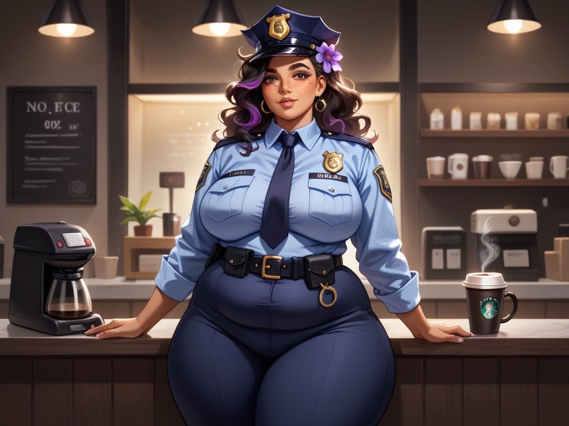 Wide Rounded Waist, Purple Highlights, Soft Shadow Hentai AI Porn