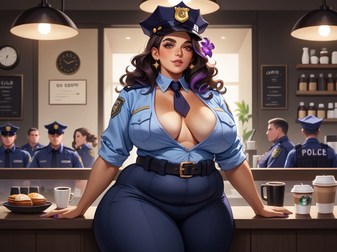 Round Face, Permed Hair, Freckles On Body Hentai AI Porn