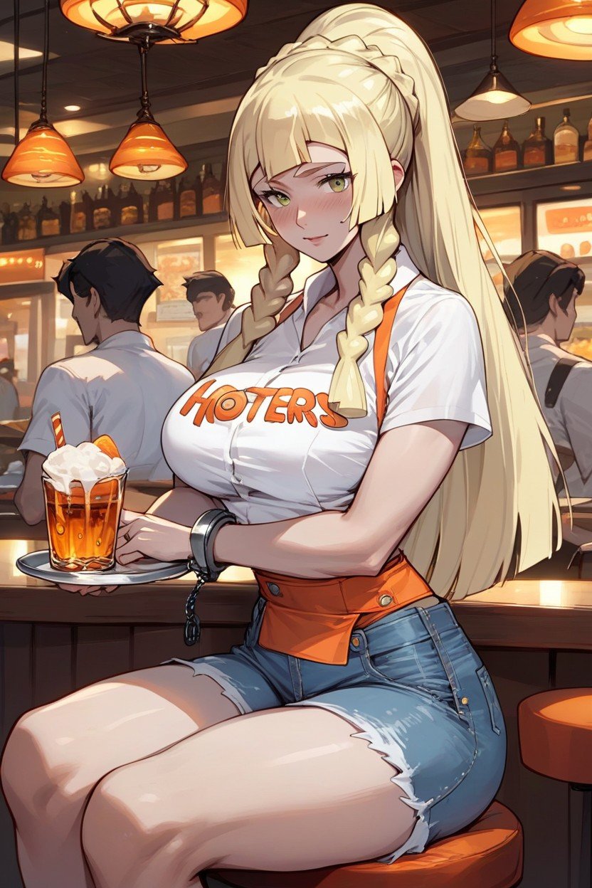 ジーンズショーツ, Hooter's Waitress, ブラウスヘンタイAIポルノ