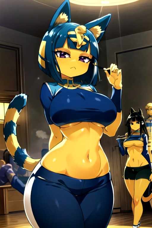 Shorts Esportivos, Ankha (animal Crossing), Detailed Screencap Hentai IA pornografia