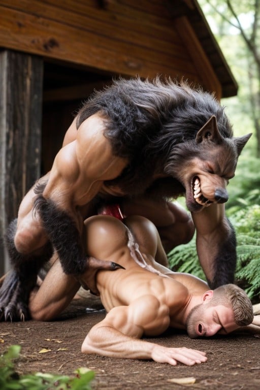 Hairy Chest And Abdomen, Werewolf Orgasm, Were Beast AI Gay Porn