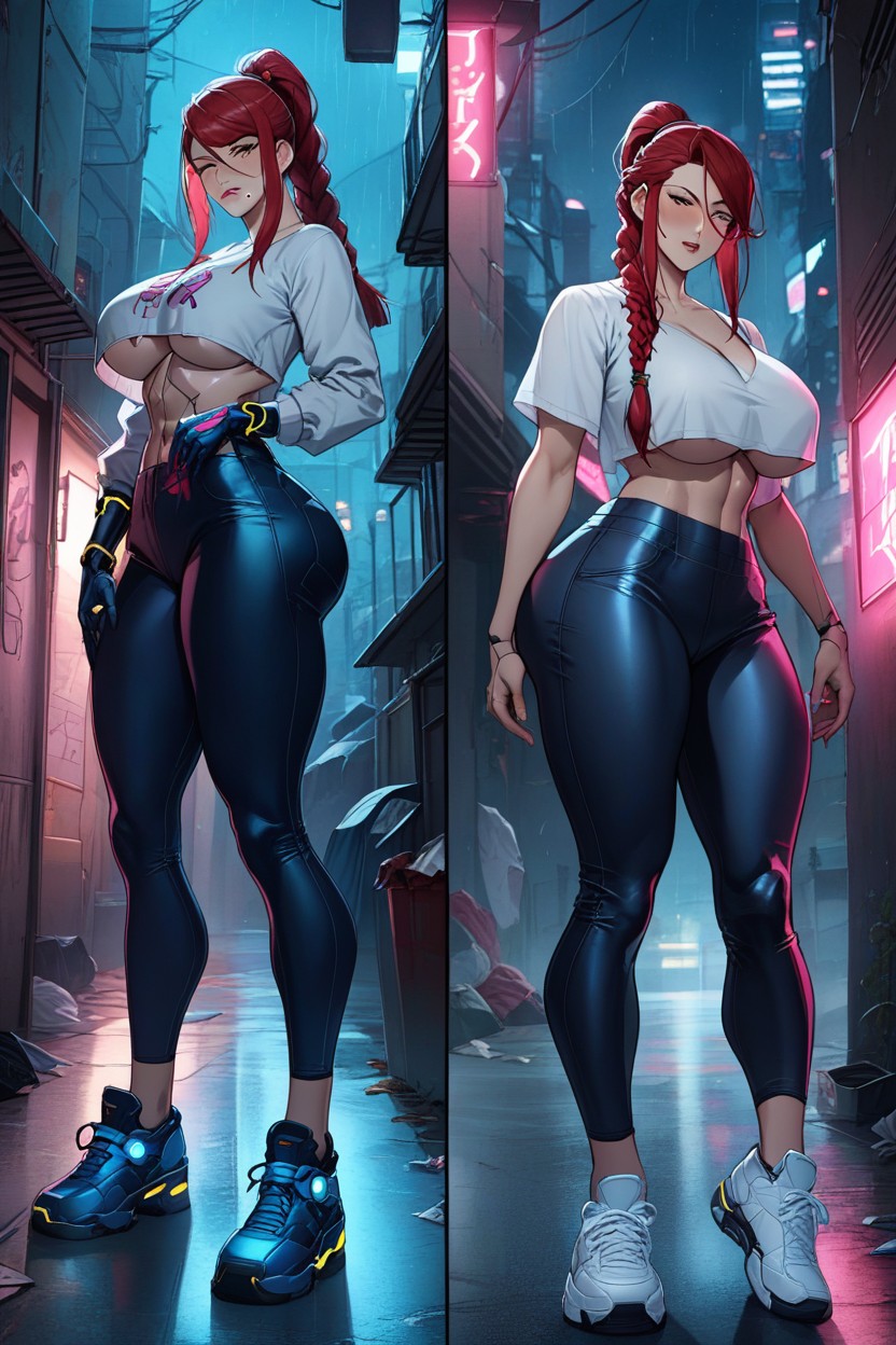 Thick Thighs, Side View, Man Exposing Dick Hentai AI Porn