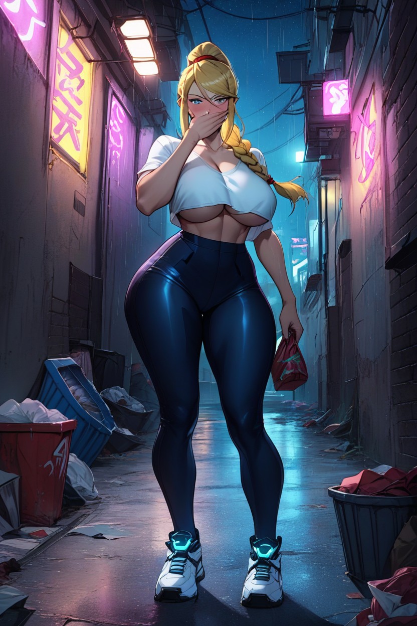 Big Breasts, Cyberpunk City, 네온 라이트헨타이 AI 포르노